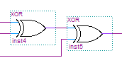 Three-input XOR gate constructed from two two-input XOR gates